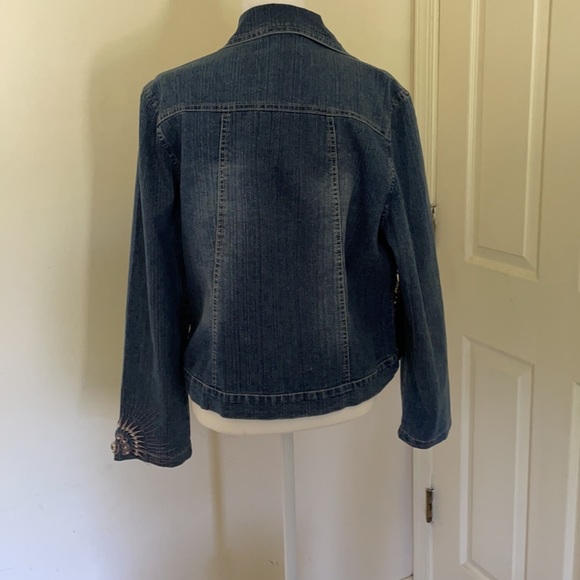 Yilukardan light denim jacket w/sequins/beads Lg. - Picture 6 of 10